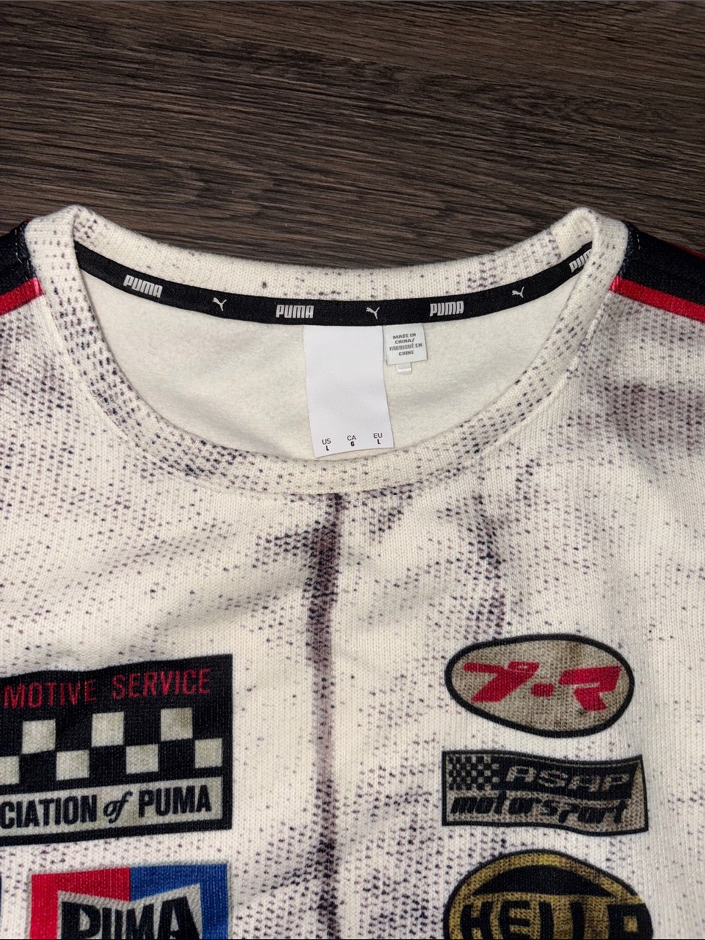 Puma White Crewneck Sweatshirt with Red Racing Graphics - Picture 3 of 5